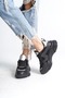 Black Gray Detailed Lace-Up Women's Sports Shoes - 4