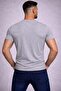 Special Edition Light Gray Short Sleeve Drawstring Collar Slim Fit Wide Collar Crew Neck T-Shirt Tshirt - 3