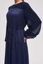Long-sleeve plain midi dress - 5