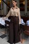 Bitter Brown Wide-Leg Stylish Satin Trousers Mg2736