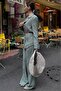 Khaki Tie-Detail Modal Women's Jacket Set Mg2738 - 6