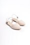 Cream Elastic Ankle Boot with Stone Detail for Women Ballet Flats - 4