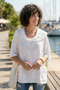 White Shawl Collar Short Sleeve Double Pocketed Casual Linen Look Wide Cut Woven Blouse 65 83 - 2