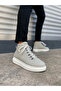 Gray Suede Lace-Up Men's Sneakers Boots - 3
