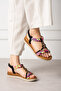 Su Peri̇si̇ Black Pink Stone Sandals with Sticks - 2