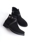 Black Suede Zippered Women's Heeled Boots - 5