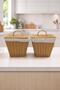 Set of 2 Rattan Baskets with Lids - Rattan Wicker Potato and Onion Basket, Pantry, Cabinet, Kitchen Organizer
