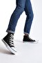 Black Linen Lace-Up Men's Hi Sneakers - 2
