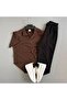 Men's Corded Fabric Ottoman Fabric Polo Collar T-Shirt and Pants Summer Top and Bottom Combination - 2