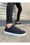 Black Suede (White Sole) Lace-Up Men's Shoes Sneakers - 3