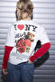 100% Cotton I Love Ny Oversized T-Shirt for Girls H0147A826Sm