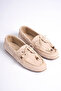 Verona Women's Beige Suede Beaded Lace-Up Daily Casual Ballet Flats Laofer