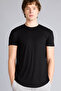 Long Muscle Fit Crew Neck Basic Short Sleeve Black T-Shirt N2104Az26Sp