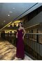 Crepe Stretchy Fabric Collar Sleeve Pearl Detailed Evening Dress 583184 Light Purple