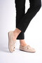 Verona Women's Beige Suede Beaded Lace-Up Daily Casual Ballet Flats Laofer - 3