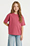 100% Cotton Oversized Crew Neck Short Sleeve T-Shirt for Girls G0882A826Sm - 2