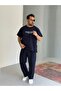 Laser Cut Tshirt - Seam Detail Tracksuit Men's 2-Piece Set - 3