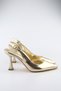 Women's Gold Pointed Toe Heeled Shoes 9 cm |   Ankle Strap Stylish Comfortable Stiletto Daily Evening Dress - 7