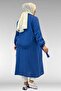 63006 Plus Size D Ring Detailed Muslin Trench Coat - Indigo - 6