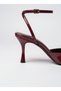 Burgundy Patent Leather Women's Heels Sandals 7 cm Stiletto Heel Ankle Strap Evening Dress Summer Shoes - 3