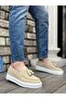 Laceless Tasseled Linen Men's Shoes Cream (White Sole) - 4