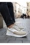 Lace-Up Men's Casual Shoes Cream White (White Sole) - 3