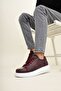 Lace-Up Men's Casual Shoes Claret Red - 3