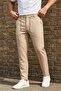 Men's Technical Woven Lace-Up Beige Trousers Buttoned Modern Cut Smart Casual Ls-23135 - 2