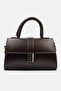 Women's Mini Brown Bag Hard Formed Bag with Gold Accessories & Shoulder Bag - 2