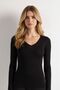 Women's Long Sleeve V-Neck Sheer Cashmere Blouse - 3