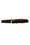 Genuine Leather , 3 cm Gold Color Buckled , Dark Brown Suede , Stitched Classic Women's Belt I, 3Cmkla31 - 7