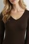 Women's Long Sleeve V-Neck Sheer Cashmere Blouse - 3