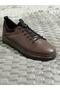 Coffee Stretch Leather Men's Sneakers
