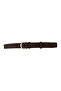 Genuine Leather , 3 cm Silver Color Buckled , Dark Brown Suede , Stitched Classic Women's Shoes Belt I, 3Cmkla01 - 8