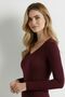 Women's Long Sleeve V-Neck Sheer Cashmere Blouse - 2