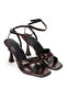 Women's Ankle-Tie Patent Leather Look Cross Strap Open Toe Heeled Shoes - 5