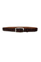 Genuine Leather , 3 cm Silver Color Buckled , Dark Brown Suede , Stitched Classic Women's Shoes Belt I, 3Cmkla50 - 2