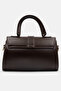 Women's Mini Brown Bag Hard Formed Bag with Gold Accessories & Shoulder Bag - 4