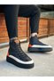 Lace-Up Parachute Fabric Orange Detailed Men's Sports Boots Black (Black Sole) - 2