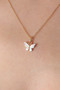 Gold White Color Butterfly Figure Women's Necklace - TJ-BKO6818 - 2