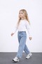 Girls' New Season Denim Fabric Pants with Stone Print Detail, Ages 3-10 - 2