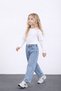 Girls' New Season Denim Fabric Pants with Stone Print Detail, Ages 3-10 - 5