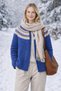 Hand Knitted Nordic Patterned Blue Women's Cardigan – Soft-Textured Winter Oversized Knitwear Cardigan - 3