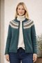 Hand Knitted Nordic Patterned Green Women's Cardigan – Nordic Style Soft Knitwear Winter Cardigan