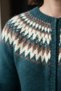 Hand Knitted Nordic Patterned Green Women's Cardigan – Nordic Style Soft Knitwear Winter Cardigan - 5