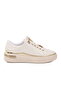 White Lace-Up Stone Embroidered Women's Sneaker - 2