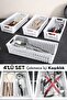 Set of 4 Drawer Cutlery Organizers – Multi-Purpose Kitchen - Cabinet Organizer Basket