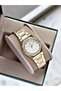 Gold Color Stone Model Steel Women's Wristwatch + Bracelet - 2