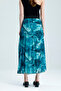 Patterned Lined Pleated Elastic-Waist Chiffon Skirt Pleated - 6
