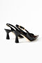 Black Patent Leather Pointed Toe Women's Heeled Shoes - 6